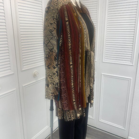 Vintage 90s African Print Carole Little Jacket Sz. L - Picture 4 of 13